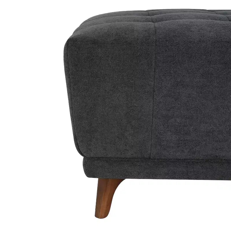 Puf cuadrado tapizado con botones de madera de caucho contemporáneo