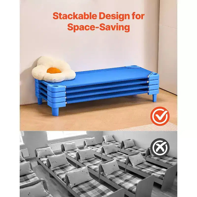 Cuna apilable para niños, cunas portátiles para siestas de niños pequeños, cunas de guardería de tamaño estándar de 52 L x 23 W para niños, camas de guardería para aulas preescolares