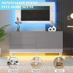 AMERLIFE Aparador de Alto Brillo Galvanizado con Luces LED