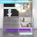 AMERLIFE Aparador de Alto Brillo Galvanizado con Luces LED