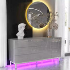 AMERLIFE Aparador de Alto Brillo Galvanizado con Luces LED