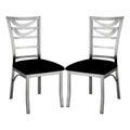 Simple Relax Set of 2 Microfiber and Metal Dining Chairs in Silver and Black