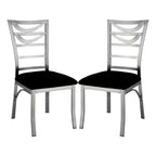 Simple Relax Set of 2 Microfiber and Metal Dining Chairs in Silver and Black