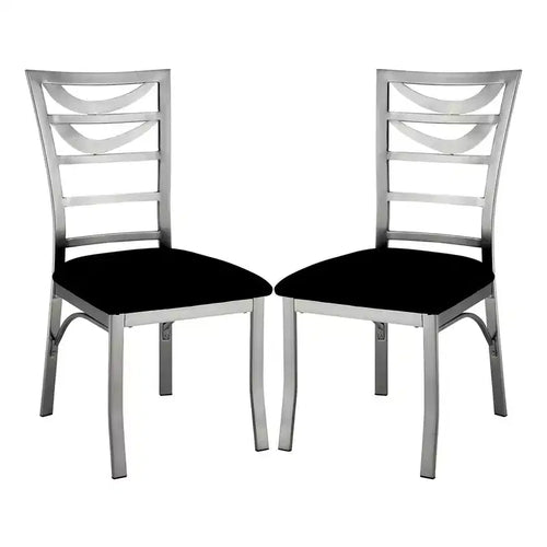 Simple Relax Set of 2 Microfiber and Metal Dining Chairs in Silver and Black