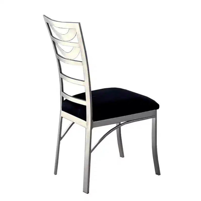 2 sillas de comedor de microfibra y metal en plateado y negro