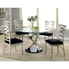 2 sillas de comedor de microfibra y metal en plateado y negro