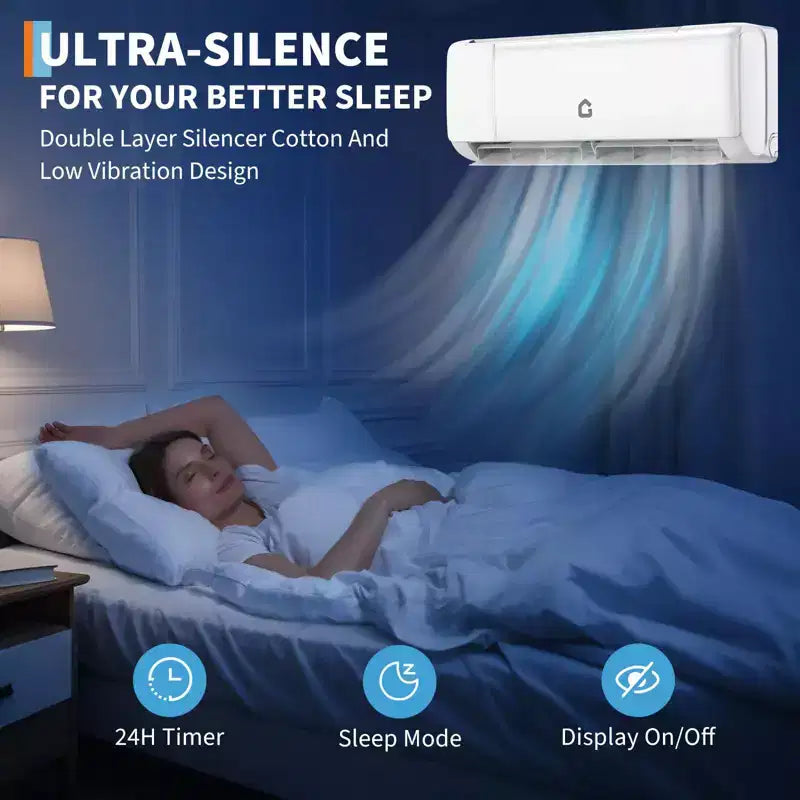 9000 BTU Mini Split Ac/Heating System 18.5 SEER2 Air Conditioner Ductless Heat Pump