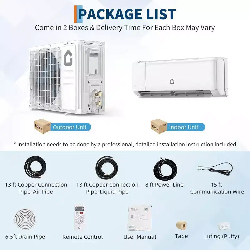 12000 BTU Wifi Mini Split AC, 22 SEER2 208-230V Inverter Ductless Wall AC w/WiFi & Alexa Compatible