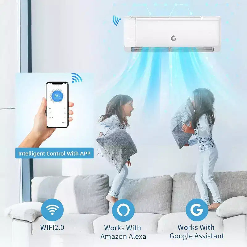 12000 BTU Wifi Mini Split AC, 22 SEER2 208-230V Inverter Ductless Wall AC w/WiFi & Alexa Compatible