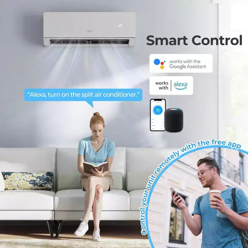 Costway 12000 BTU 230 V Mini Split Air Conditioner & Heater with 1 Ton Heat Pump Installation Kit