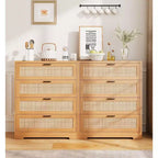 Cómoda de ratán con 4 cajones, Cómoda de almacenamiento, Cómoda de madera moderna para dormitorio, para dormitorio, entrada, pasillo