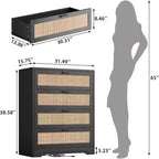 Cómoda de ratán con 4 cajones, Cómoda de almacenamiento, Cómoda de madera moderna para dormitorio, para dormitorio, entrada, pasillo