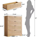 Cómoda de ratán con 4 cajones, Cómoda de almacenamiento, Cómoda de madera moderna para dormitorio, para dormitorio, entrada, pasillo