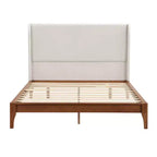 Cama Plataforma King/Queen, Estructura de Cama de Bambú Sólido Seco con Cabecero Alto Tapizado, Fácil Montaje -ModernLuxe