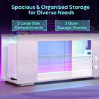 Mueble de TV de alto brillo PINMOCO de 47 pulgadas para televisores de hasta 55 pulgadas con LED y estantes de almacenamiento abiertos Centro de entretenimiento