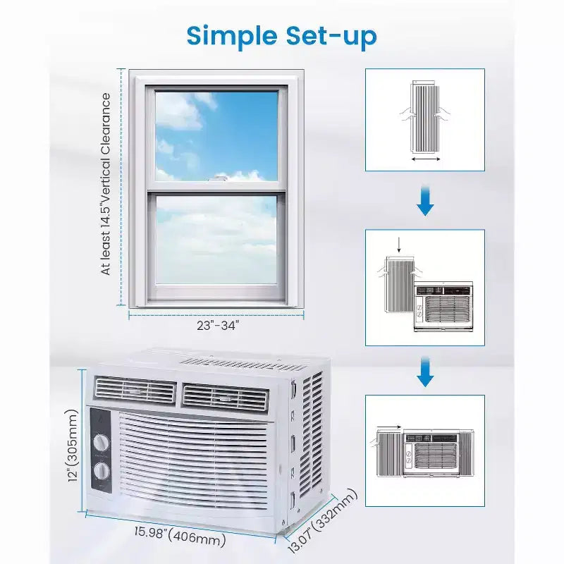 5000 BTU Window AC Unit - Small Air Conditioner Cools 150 Sq.Ft