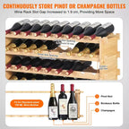 VEVOR Botellero Modular Mejorado de 72 Botellas, Almacena Continuamente Botellas de Pinot, Estante de Almacenamiento de Madera de Bambú de 8 Niveles, Soporte de Vinos de Pie Independiente