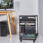 Armario para servidor de bastidor abierto VEVOR de 15U, montable en pared con 2 estantes de refrigeración y 4 ruedas, profundidad ajustable de 23''-40'' para equipos de red y AV