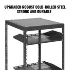 Armario para servidor de bastidor abierto VEVOR de 15U, montable en pared con 2 estantes de refrigeración y 4 ruedas, profundidad ajustable de 23''-40'' para equipos de red y AV