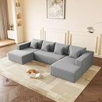 Sofá seccional de pana extra grande, diseño espacioso en forma de U con 8 cojines decorativos, gris oscuro