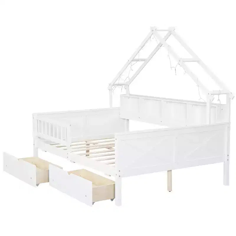 Camas de plataforma Whisen Wood tamaño matrimonial con LED
