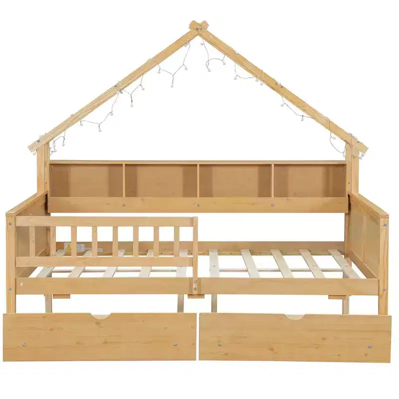 Camas de plataforma Whisen Wood tamaño matrimonial con LED