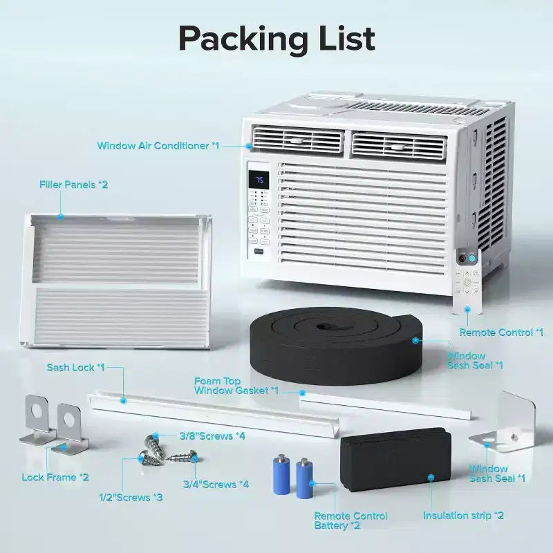 ZAFRO 6,000 BTU Small Window Air Conditioner Cool up to 250 Sq. Ft. with Ultra-Quiet, Compact-size, Washable Filter, Remote Control