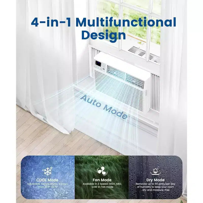 ZAFRO 10,000 BTU Window Air Conditioner Cools up to 450 Sq. ft, Ultra Quiet Window AC Unit with Remote Control