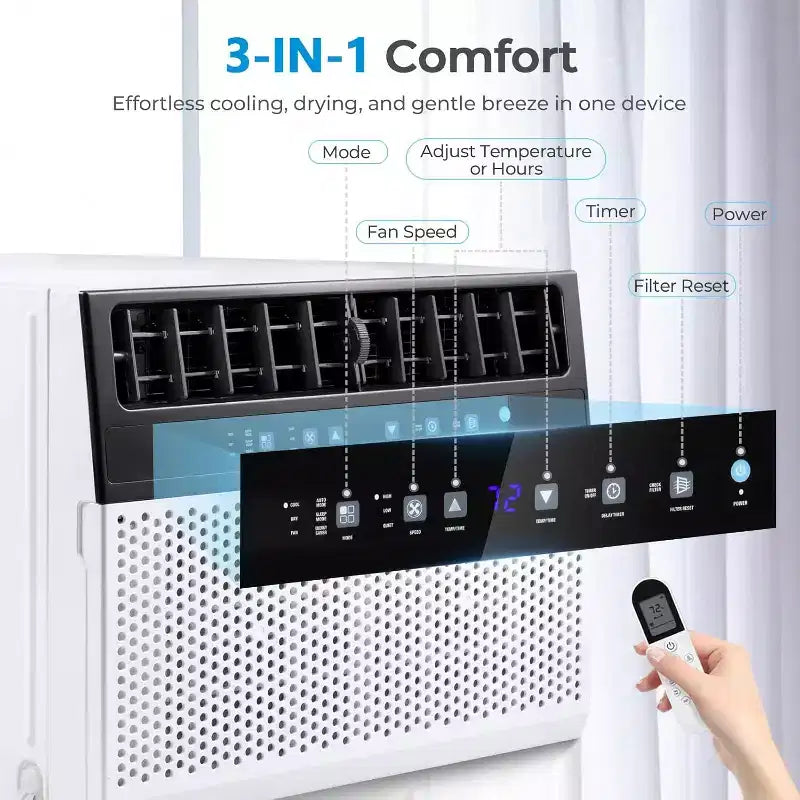 ZAFRO 12,000 BTU Window Air Conditioners Cools up to 550 Sq. Ft, U-Shaped Air Condtioner Window Unit with 6 Modes 24H Timer,