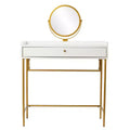 Derald Vanity Table With Mirror & Drawer - Gold/White - SEI