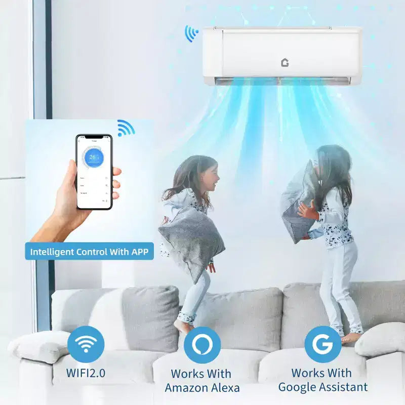 12000 BTU Wifi Mini Split AC, 21 SEER2 208-230V Inverter Ductless Wall AC w/WiFi & Alexa Compatible