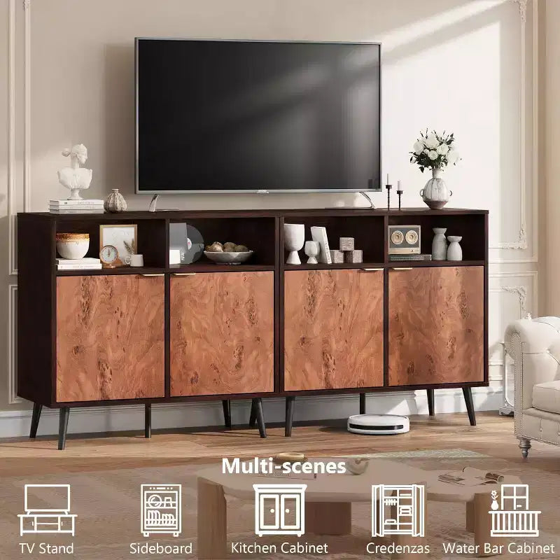 Aparador tipo bufé con almacenamiento, aparador tipo credenza con puertas de 31.5 pulgadas, gabinete para café
