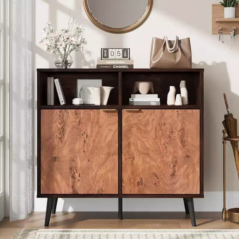 Aparador tipo bufé con almacenamiento, aparador tipo credenza con puertas de 31.5 pulgadas, gabinete para café