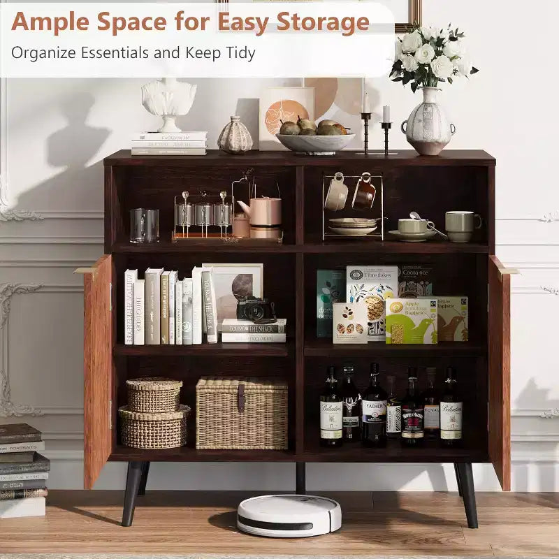 Aparador tipo bufé con almacenamiento, aparador tipo credenza con puertas de 31.5 pulgadas, gabinete para café