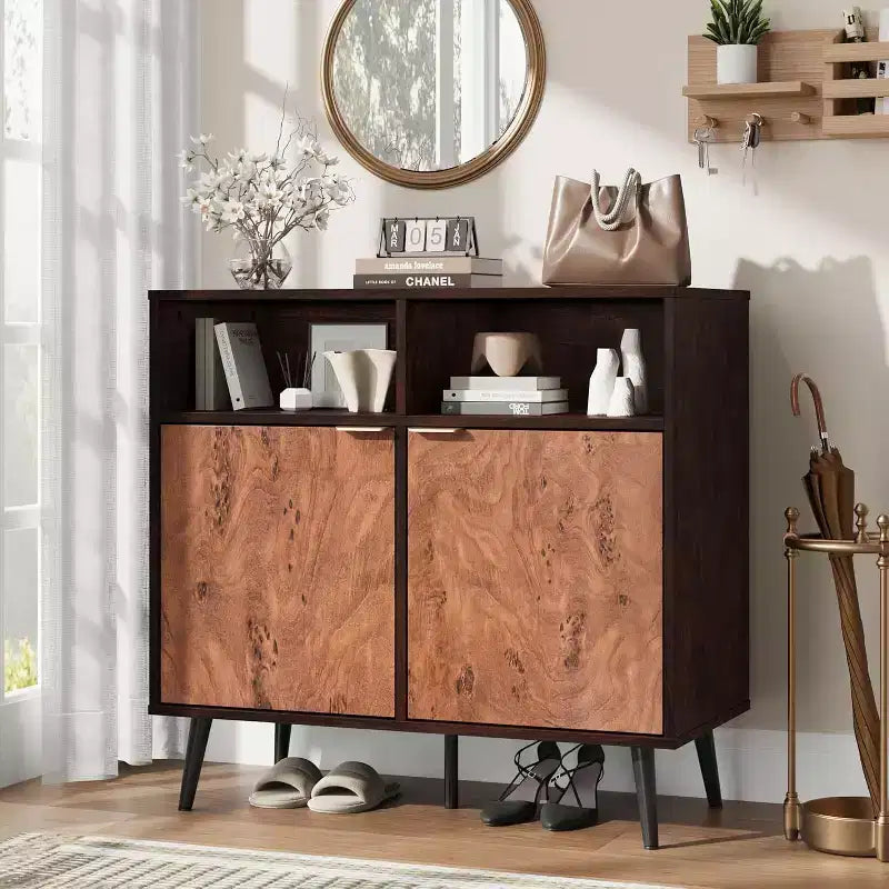 Aparador tipo bufé con almacenamiento, aparador tipo credenza con puertas de 31.5 pulgadas, gabinete para café