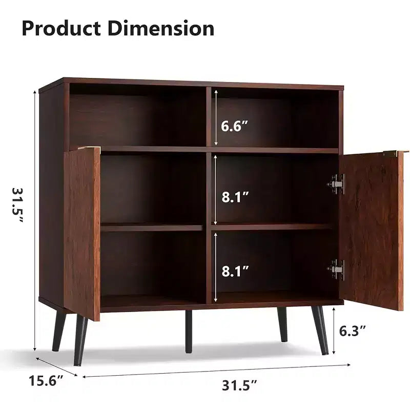 Aparador tipo bufé con almacenamiento, aparador tipo credenza con puertas de 31.5 pulgadas, gabinete para café