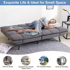 Dyonery 71 sofá cama convertible de piel sintética, futón de espuma viscoelástica, pequeño sofá cama moderno con respaldo dividido para sala de estar