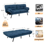 Dyonery 71 sofá cama convertible de piel sintética, futón de espuma viscoelástica, pequeño sofá cama moderno con respaldo dividido para sala de estar