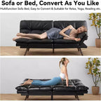 Dyonery 71 sofá cama convertible de piel sintética, futón de espuma viscoelástica, pequeño sofá cama moderno con respaldo dividido para sala de estar