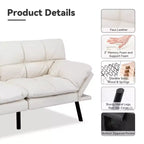 Dyonery 71 sofá cama convertible de piel sintética, futón de espuma viscoelástica, pequeño sofá cama moderno con respaldo dividido para sala de estar