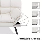 Dyonery 71 sofá cama convertible de piel sintética, futón de espuma viscoelástica, pequeño sofá cama moderno con respaldo dividido para sala de estar