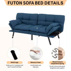 Dyonery 71 sofá cama convertible de piel sintética, futón de espuma viscoelástica, pequeño sofá cama moderno con respaldo dividido para sala de estar