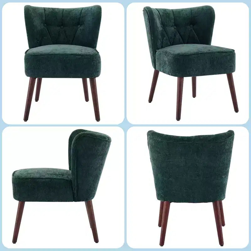 Sillón moderno sin brazos - Sillón de salón sin brazos con patas de madera, silla auxiliar tapizada y capitoné para tocador, tela cómoda, para sala de estar, dormitorio, patio