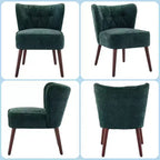 Sillón moderno sin brazos - Sillón de salón sin brazos con patas de madera, silla auxiliar tapizada y capitoné para tocador, tela cómoda, para sala de estar, dormitorio, patio