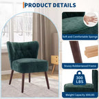 Sillón moderno sin brazos - Sillón de salón sin brazos con patas de madera, silla auxiliar tapizada y capitoné para tocador, tela cómoda, para sala de estar, dormitorio, patio