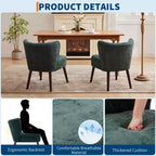 Sillón moderno sin brazos - Sillón de salón sin brazos con patas de madera, silla auxiliar tapizada y capitoné para tocador, tela cómoda, para sala de estar, dormitorio, patio