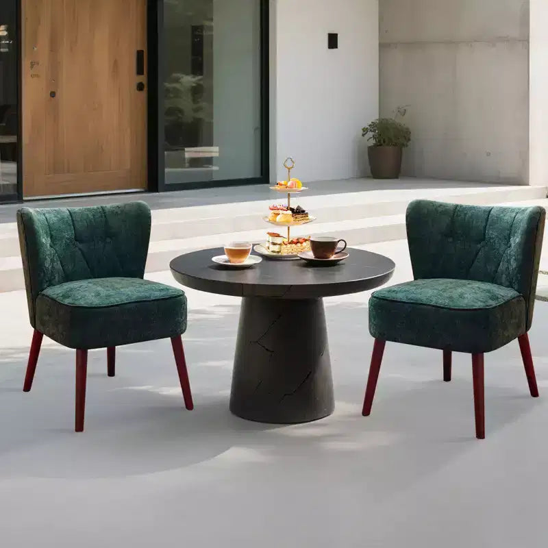 Sillón moderno sin brazos - Sillón de salón sin brazos con patas de madera, silla auxiliar tapizada y capitoné para tocador, tela cómoda, para sala de estar, dormitorio, patio