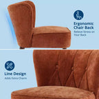 Sillón moderno sin brazos - Sillón de salón sin brazos con patas de madera, silla auxiliar tapizada y capitoné para tocador, tela cómoda, para sala de estar, dormitorio, patio