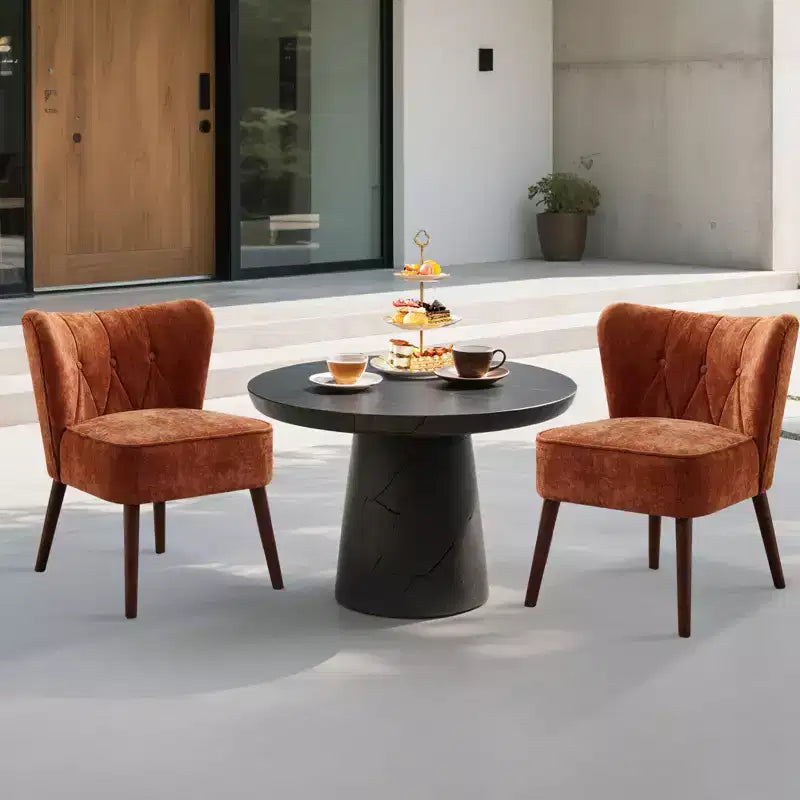Sillón moderno sin brazos - Sillón de salón sin brazos con patas de madera, silla auxiliar tapizada y capitoné para tocador, tela cómoda, para sala de estar, dormitorio, patio
