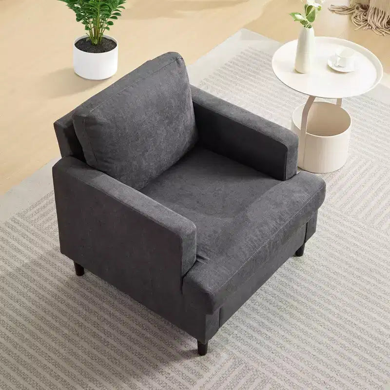 Sillón Decorativo - Sillón Moderno para Sala de Estar con Tela de Lino Transpirable, Sillón Tapizado Suave, Sofá de Mediados de Siglo para Dormitorio, Sala de Lectura, Oficina